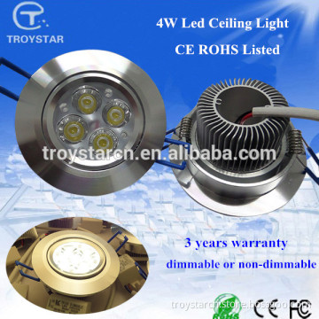 CE ROHS certified high quality dimmable recessed 4w led ceiling downlight